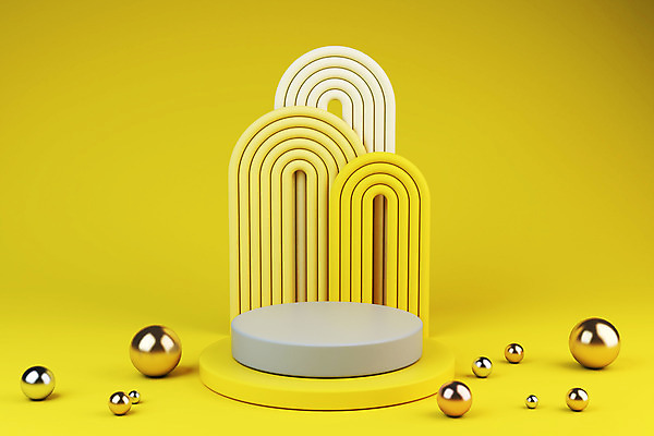 PSD 편집 편집이미지 사람없음 인테리어 노란색 3D 회색 원형 디지털합성 포디움 편집소스 2021년 트렌드컬러 얼티메이트그레이 일루미네이팅 편집3D 도형 디자인 컬러 무대 연도 파일형식 트랜드컬러