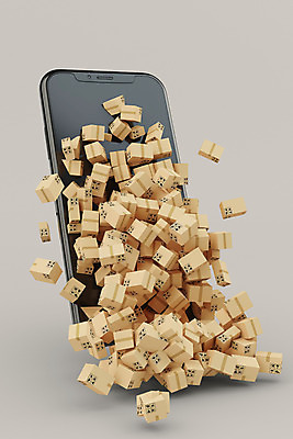 PSD 편집 편집이미지 모바일 사람없음 스마트폰 3D 회색 배송 디지털합성 쏟아짐 모바일쇼핑 택배상자 온라인구매 편집소스 편집3D 컬러 모션 핸드폰 스마트기기 상자 택배 온라인쇼핑 파일형식