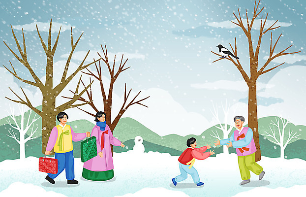 전신 PSD 나무 한마리 여자 할아버지 노년 남자 어린이 일러스트 가족 들기 소년 여러명 성인 설날 달리기 눈 한복 손주 까치 귀성길 눈내림 설선물 국내일러스트 자연요소 식물 1 한국전통 명절 다수 관계 모션 조류 날씨 눈_날씨 사람 전통의상 파일형식 명절선물