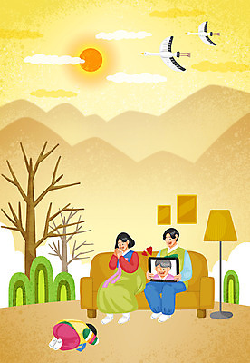 전신 PSD 나무 여자 할아버지 노년 남자 어린이 두마리 일러스트 가족 조류 모바일 조명 산 선물 들기 앉기 소년 여러명 성인 소파 태블릿 설날 태양 절 한복 세배 영상통화 온택트 국내일러스트 자연요소 식물 동물 한국전통 명절 다수 2 의자 관계 모션 사람 전자제품 스마트기기 인사 절_인사 전통의상 통화 파일형식