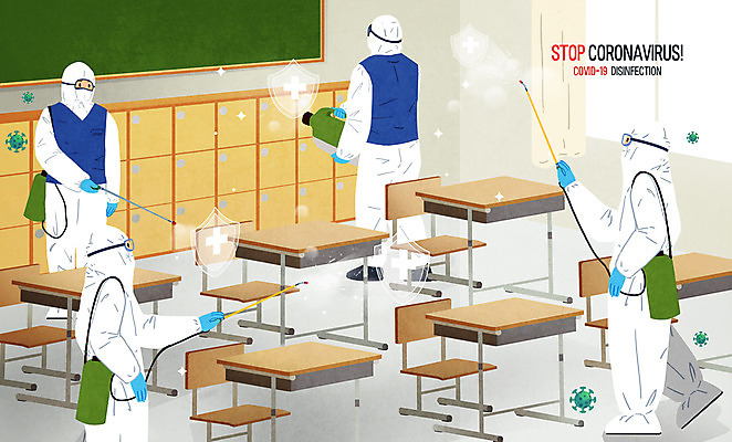 전신 PSD 남자 의자 일러스트 교실 학교 들기 여러명 성인 바이러스 사물함 뿌리기 사회이슈 책상 방역 소독 성인남자만 코로나바이러스 방역복 방역사 방역기 델타변이바이러스 국내일러스트 직업 옷 교육 가구 다수 컨셉 모션 사람 남자만 성인만 파일형식