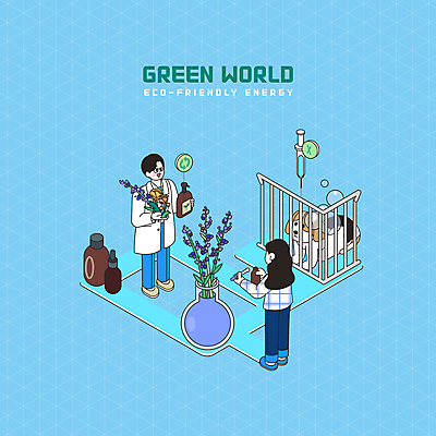 전신 PSD 한마리 여자 남자 꽃 일러스트 주사기 서기 들기 성인 두명 파란색 자연보호 그린캠페인 강아지 연구원 친환경 동물보호 반대 동물실험 철장 성인만 제로웨이스트 비건화장품 국내일러스트 식물 직업 1 캠페인 컬러 의료기기 모션 자연 실험 사람 반려동물 환경 개 보호 사회이슈 천연화장품 파일형식