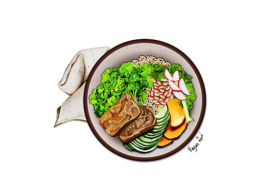 PSD 접시 일러스트 호박 콩 사람없음 채식 고구마 보리 비빔밥 비트 콩고기 비건음식 국내일러스트 식기 한식 음식 채소 곡류 뿌리채소 파일형식 베지푸드 비건