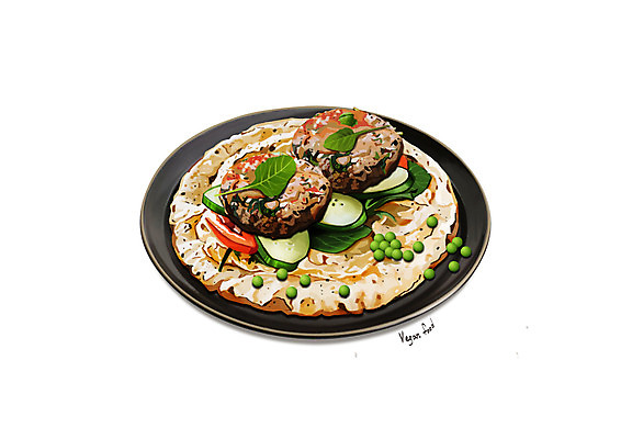 PSD 접시 일러스트 오이 콩 스테이크 사람없음 완두콩 채식 피클 콩고기 비건음식 국내일러스트 식기 음식 채소 곡류 서양음식 절임 파일형식 베지푸드 비건