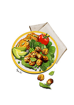 PSD 접시 토마토 일러스트 사람없음 완두콩 채식 두부 시금치 아보카도 콩고기 비건음식 국내일러스트 식기 음식 채소 과일 콩 파일형식 베지푸드 비건