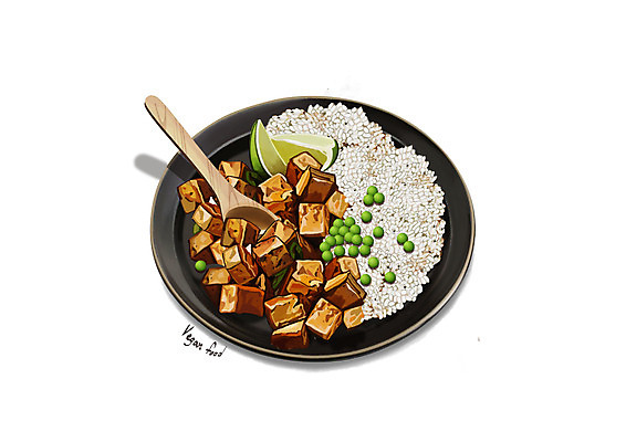 PSD 접시 일러스트 밥 콩 사람없음 완두콩 채식 두부 비빔밥 나무숟가락 아보카도 콩고기 비건음식 국내일러스트 식기 한식 음식 과일 곡류 숟가락 파일형식 베지푸드 비건