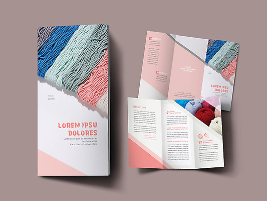 템플릿 표지디자인 표지 ZIP 내지 리플렛 분홍색 3단접지 팜플렛 사람없음 직물 털실 실뭉치 인디자인 INDD 이미지템플릿 컬러 실 파일형식