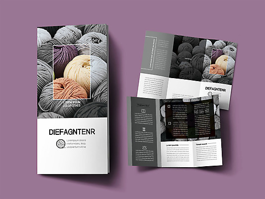 템플릿 표지디자인 표지 ZIP 내지 리플렛 3단접지 팜플렛 사람없음 회색 직물 털실 실뭉치 인디자인 INDD 이미지템플릿 컬러 실 파일형식