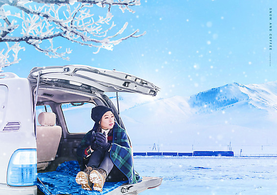 전신 PSD 편집이미지 여자 커피 하늘색 설경 자동차 한명 들기 앉기 20대 성인 옆모습 한국인 눈 담요 자동차트렁크 성인여자한명만 설산 이미지편집 자연요소 1 음료 육상교통 뷰포인트 겨울 모션 날씨 산 사람 동양인 풍경 청년 파란색 여자한명만 성인여자만 파일형식