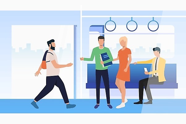 EPS 해외이미지 전신 라이프스타일 여자 남자 일러스트 대중교통 서기 들기 앉기 여러명 성인 책 스마트폰 걷기 잡기 전철 성인만 해외일러스트 육상교통 교통수단 다수 모션 사람 생활 핸드폰 스마트기기 파일형식 벡터