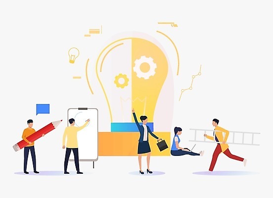 EPS 해외이미지 전신 라이프스타일 여자 교육 남자 말풍선 서류가방 일러스트 비즈니스 전구 사다리 아이디어 서기 들기 앉기 여러명 성인 노트북 연필 비즈니스맨 비즈니스우먼 창의력 성인만 해외일러스트 다수 컨셉 가방 모션 학용품 사람 생활 전자제품 필기구 도구 직장인 파일형식 벡터