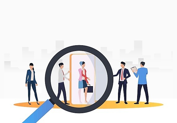 EPS 해외이미지 전신 여자 남자 일러스트 회사 비즈니스 돋보기 서기 여러명 성인 비즈니스라이프 비즈니스맨 비즈니스우먼 확대 성인만 해외일러스트 라이프스타일 다수 모션 사람 직장인 파일형식 벡터