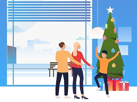 EPS 해외이미지 행복 아들 어린이 크리스마스 겨울 일러스트 창문 가족 엄마 선물 소년 성인 장식 세명 기쁨 아빠 해외일러스트 계절 기념일 남자 감정 관계 사람 파일형식 벡터