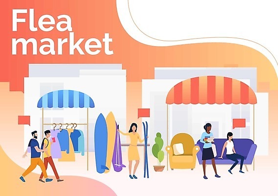 EPS 해외이미지 옷 여자 남자 일러스트 스키 여러명 쇼핑 판매 상점 거래 성인만 플리마켓 중고거래 해외일러스트 다수 겨울스포츠 사람 시장 파일형식 벡터