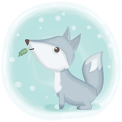 EPS 해외이미지 한마리 동물캐릭터 잎 일러스트 앉기 사람없음 귀여움 눈 여우 파스텔톤 애니멀아트 해외일러스트 일러캐릭터 자연요소 식물 동물 캐릭터 1 컬러 컨셉 포유류 모션 날씨 그림 파일형식 벡터