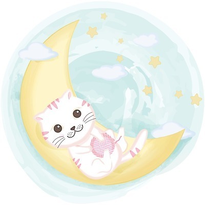 EPS 해외이미지 구름 한마리 별 동물캐릭터 일러스트 사람없음 눕기 귀여움 고양이 하트 초승달 실뭉치 파스텔톤 애니멀아트 해외일러스트 일러캐릭터 자연요소 모양 동물 캐릭터 1 컬러 컨셉 포유류 모션 반려동물 달 그림 파일형식 벡터