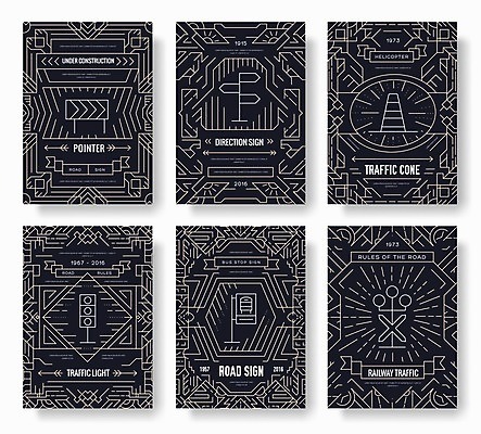 EPS 해외이미지 라인일러스트 일러스트 교통시설 추상 사람없음 세트 검은색 표지판 신호등 교통안전 버스표지판 칼라콘 해외202004 해외일러스트 컬러 교통 무늬 알림판 안전 안전장비 시설 파일형식 벡터