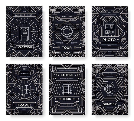 EPS 해외이미지 여행 지도 라인일러스트 일러스트 배낭 추상 휴가 사람없음 세트 지구본 카메라 캐리어 검은색 튜브 해외202004 해외일러스트 컬러 무늬 가방 전자제품 여행가방 파일형식 벡터