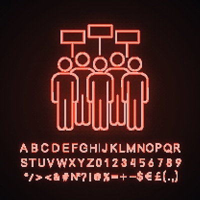 EPS 해외이미지 사람모양 사람없음 팻말 군중 네온 시위 형광 모양 프레임 사람 빛 파일형식 벡터