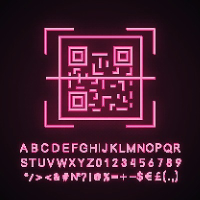 EPS 해외이미지 사람없음 네온 QR코드 스캔 파일형식 벡터