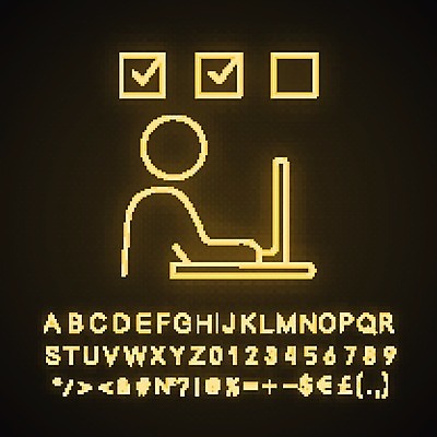 EPS 해외이미지 사람모양 사람없음 노트북 체크표시 네온 모양 전자제품 확인 파일형식 벡터