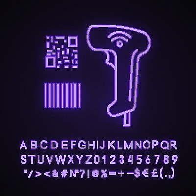 EPS 해외이미지 사람없음 바코드 네온 QR코드 스캐너 파일형식 벡터