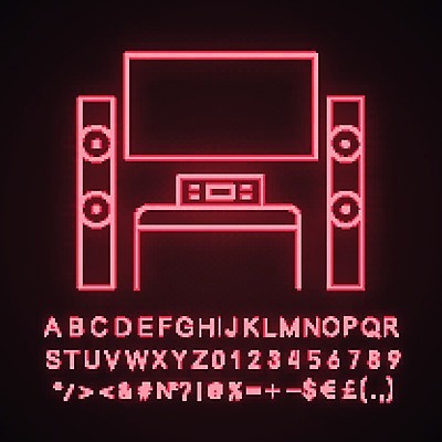 EPS 해외이미지 사람없음 텔레비전 스피커 네온 홈시어터 음향기기 전자제품 장비 파일형식 벡터