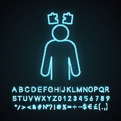 EPS 해외이미지 사람모양 사람없음 퍼즐조각 네온 혼란 모양 조각 컨셉 퍼즐 파일형식 벡터