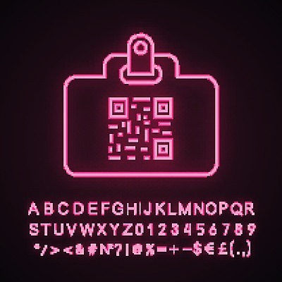 EPS 해외이미지 사람없음 이름표 네온 QR코드 파일형식 벡터