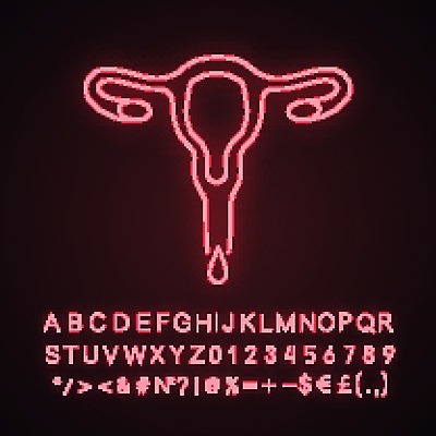 EPS 해외이미지 사람없음 네온 자궁 생리 장기_의학 생리현상 파일형식 벡터