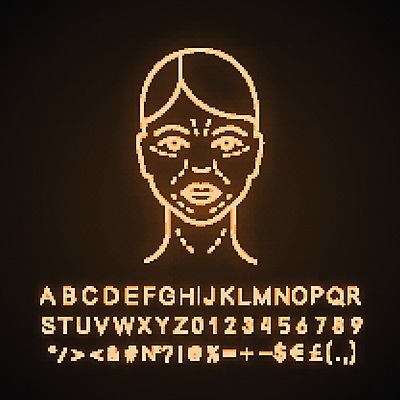 EPS 해외이미지 얼굴 사람없음 주름 네온 노화 컨셉 신체부위 파일형식 벡터