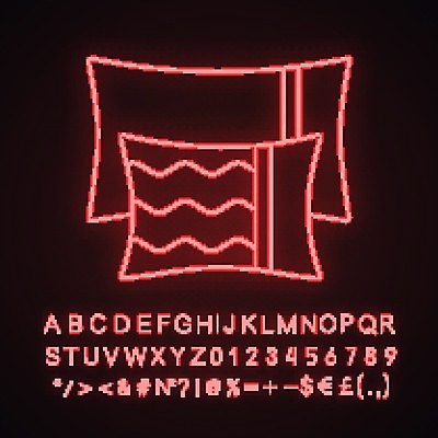 EPS 해외이미지 베개 사람없음 네온 침구 파일형식 벡터