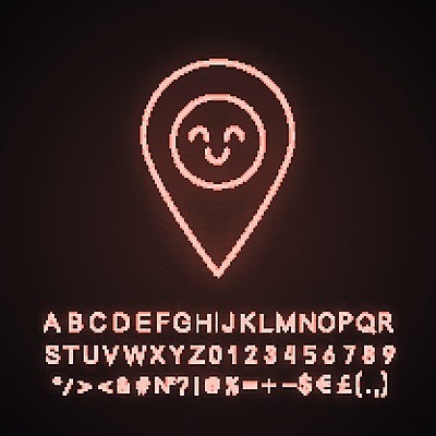 EPS 해외이미지 사람없음 네온 이모티콘 GPS 파일형식 벡터