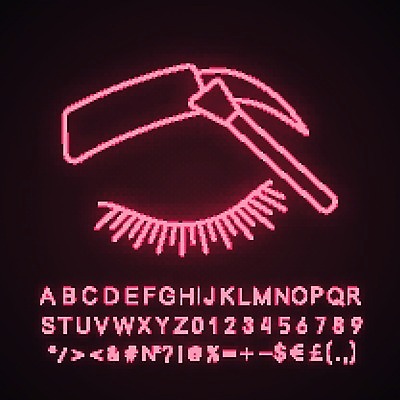 EPS 해외이미지 사람없음 눈썹 네온 눈썹브러쉬 형광 얼굴 빛 메이크업브러쉬 파일형식 벡터