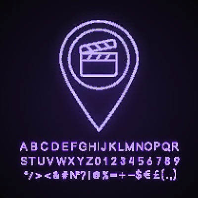 EPS 해외이미지 표시 사람없음 클래퍼보드 영화 네온 위치 형광 문화예술 빛 파일형식 벡터