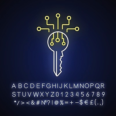 EPS 해외이미지 열쇠 사람없음 디지털 네트워크 네온 형광 빛 파일형식 벡터