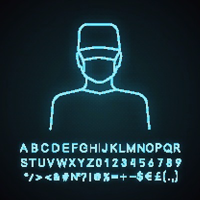 EPS 해외이미지 사람모양 마스크 사람없음 의사 네온 형광 모양 빛 의료진 파일형식 벡터