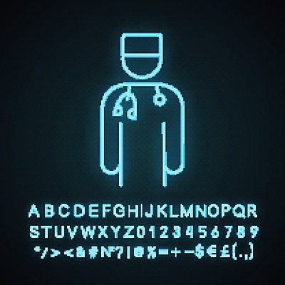 EPS 해외이미지 청진기 사람모양 사람없음 의사 네온 형광 모양 의료기기 빛 의료진 파일형식 벡터