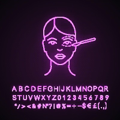 EPS 해외이미지 얼굴 사람없음 뷰티 성형수술 네온 리프팅 메스 형광 신체부위 빛 수술 수술도구 파일형식 벡터