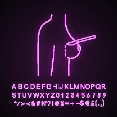 EPS 해외이미지 사람없음 뷰티 수술 가슴 네온 메스 실리콘 절개 형광 의학 신체부위 치료 빛 수술도구 파일형식 벡터