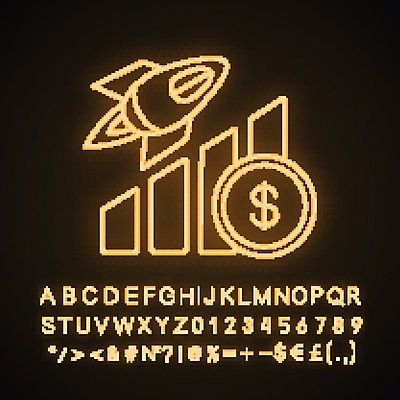 EPS 해외이미지 비즈니스 그래프 사람없음 달러 인포그래픽 로켓 성장 상승 네온 형광 컨셉 돈 빛 파일형식 벡터