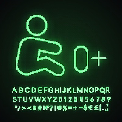 EPS 해외이미지 표시 안내 사람모양 사람없음 플러스 연령 네온 유아용 형광 모양 기호 빛 파일형식 벡터
