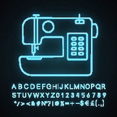 EPS 해외이미지 사람없음 재봉틀 네온 핸드메이드 형광 빛 파일형식 벡터