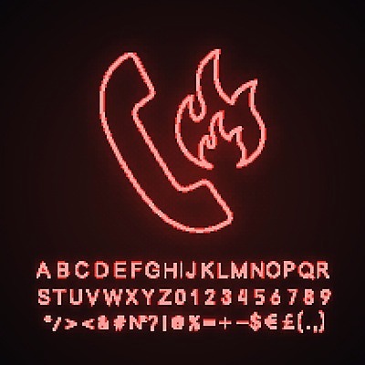 EPS 해외이미지 불 사람없음 긴급 도움 연결 전화기 네온 요청 지원 형광 자연요소 컨셉 빛 파일형식 벡터