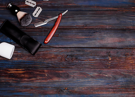포토 JPG 해외이미지 실내 사람없음 붓 클래식 오브젝트 복고 나무바닥 면도기 면도칼 해외포토 컨셉 바닥 내부 위생용품 면도 파일형식