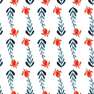 EPS 해외이미지 꽃 잎 일러스트 수채화 사람없음 낭만 천 플라워패턴 해외202004 해외일러스트 식물 컨셉 패턴 직물 파일형식 벡터