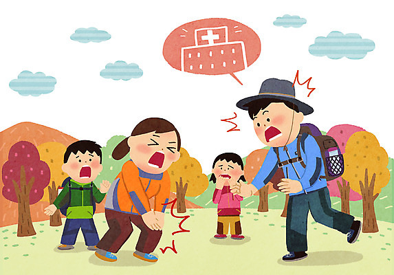 전신 PSD 나무 구름 여자 남자 딸 아들 어린이 말풍선 일러스트 가족 엄마 산 건강 병원 서기 소녀 소년 여러명 성인 부모 놀람 등산 고통 가을 긴급 아빠 등산복 관절염 단풍놀이 무릎통증 국내일러스트 자연요소 식물 옷 계절 감정 다수 단풍 의학 관계 모션 표정 사람 소풍 트래킹 질병 파일형식