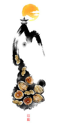 PSD 구름 일러스트 캘리그라피 붓터치 사람없음 도장 견과류 보름달 밤 동양화 산등성이 땅콩 번짐 호두 정월대보름 낙관 부럼 국내일러스트 자연요소 명절 산 미술 달 파일형식 효과