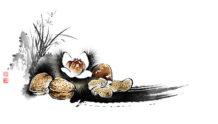 PSD 일러스트 캘리그라피 붓터치 사람없음 도장 견과류 난초 밤 동양화 땅콩 번짐 호두 정월대보름 낙관 부럼 국내일러스트 식물 명절 미술 파일형식 효과