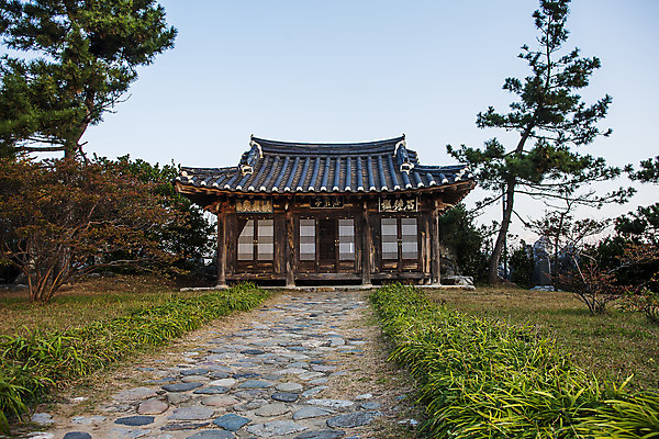 포토 JPG 주간 나무 기와집 사람없음 야외 강원도 동해 국내포토 자연요소 식물 바다 한옥 한국 파일형식